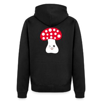 Toadstool, mushroom in the woods gift - Unisex Premium Organic Zip Hoodie - black - Back - Nico (187cm)