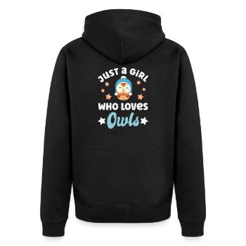Eule Eulen - Unisex Premium Bio Zip Hoodie - Schwarz - Hinten - Nico (187cm)