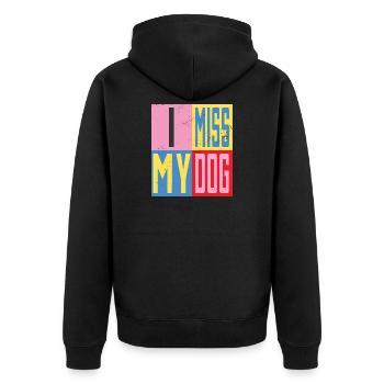 Ich vermisse mein Hund - Unisex Premium Bio Zip Hoodie - Schwarz - Hinten - Nico (187cm)