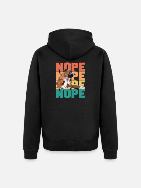 Boxer Dog Nope - Unisex Premium Organic Zip Hoodie - black