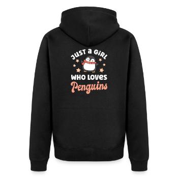 Pinguin Pinguine - Unisex Premium Bio Zip Hoodie - Schwarz - Hinten - Nico (187cm)