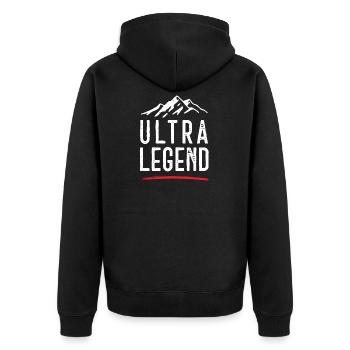 Ultra Legende - Unisex Premium Bio Zip Hoodie - Schwarz - Hinten - Nico (187cm)
