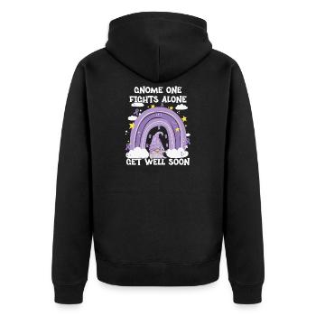 Gnome One Fights Alone Cancer Awareness - Unisex Premium Organic Zip Hoodie - black - Back - Nico (187cm)
