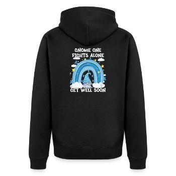 Gnome One Fights Alone Prostate Cancer - Unisex Premium Organic Zip Hoodie - black - Back - Nico (187cm)