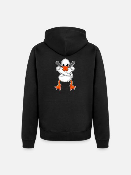 Duck with pistol - Unisex Premium Organic Zip Hoodie - black