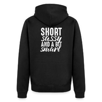Short Sassy and a Bit Smart - Unisex Premium Organic Zip Hoodie - black - Back - Nico (187cm)