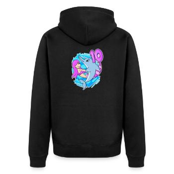 10. Geburtstag Mädchen 10 Jahre alt Meerjungfrau - Unisex Premium Bio Zip Hoodie - Schwarz - Hinten - Nico (187cm)