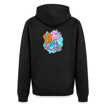 Mädchen 10 Jahre alt 10. Geburtstag Meerjungfrau - Unisex Premium Bio Zip Hoodie - Schwarz - Hinten - Nico (187cm)