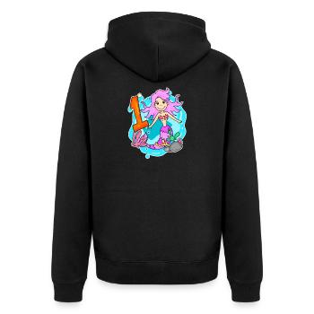 Mädchen 1 Jahre alt 1. Geburtstag Meerjungfrau - Unisex Premium Bio Zip Hoodie - Schwarz - Hinten - Nico (187cm)