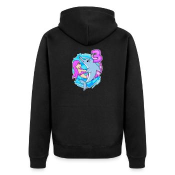 3. Geburtstag Mädchen 3 Jahre alt Meerjungfrau - Unisex Premium Bio Zip Hoodie - Schwarz - Hinten - Nico (187cm)