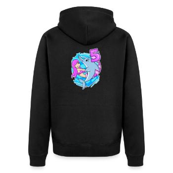 5. Geburtstag Mädchen 5 Jahre alt Meerjungfrau - Unisex Premium Bio Zip Hoodie - Schwarz - Hinten - Nico (187cm)