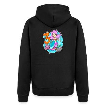 Mädchen 3 Jahre alt 3. Geburtstag Meerjungfrau - Unisex Premium Bio Zip Hoodie - Schwarz - Hinten - Nico (187cm)