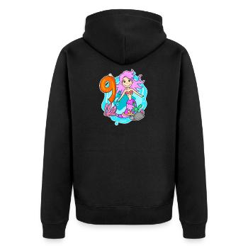 Fille de 9 ans sirène de 9ème anniversaire - Veste à capuche bio Premium Unisexe - noir - Dos - Nico (187cm)