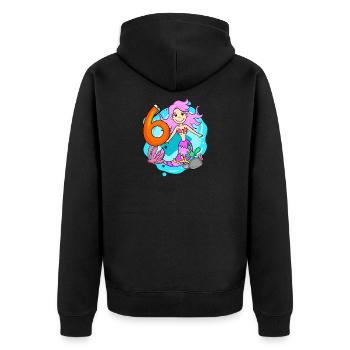 Fille de 6 ans sirène de 6ème anniversaire - Veste à capuche bio Premium Unisexe - noir - Dos - Nico (187cm)