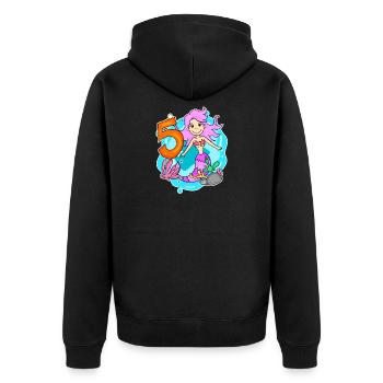 Fille de 5 ans sirène de 5ème anniversaire - Veste à capuche bio Premium Unisexe - noir - Dos - Nico (187cm)