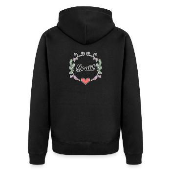 Braut Junggesellinnenabschied - Unisex Premium Bio Zip Hoodie - Schwarz - Hinten - Nico (187cm)