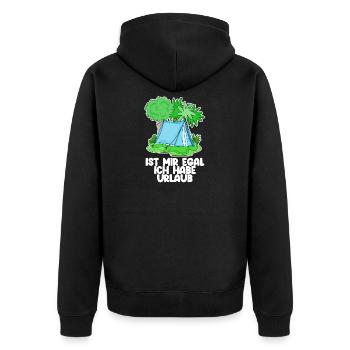 Urlaub - Unisex Premium Bio Zip Hoodie - Schwarz - Hinten - Nico (187cm)