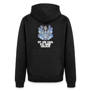 Urlaub - Unisex Premium Bio Zip Hoodie - Schwarz - Hinten - Nico (187cm)