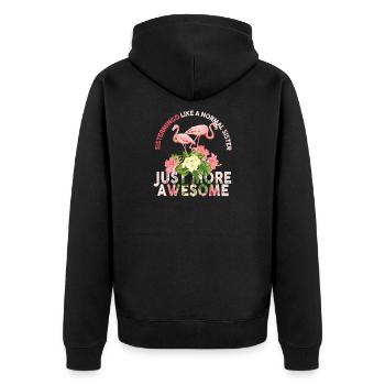 Sistermingo Like Normal Sister Flamingo - Unisex Premium Organic Zip Hoodie - black - Back - Nico (187cm)
