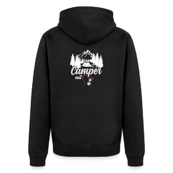 Camper mit Herz und Pfoten Hund Camping - Unisex Premium Bio Zip Hoodie - Schwarz - Hinten - Nico (187cm)