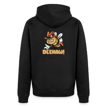 Beehaw Biene Mit Cowboyhut Yeehaw - Unisex Premium Bio Zip Hoodie - Schwarz - Hinten - Nico (187cm)
