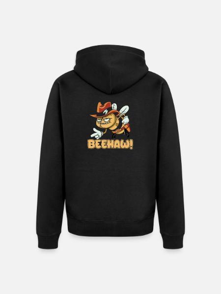 Beehaw bee with cowboy hat Yeehaw - Unisex Premium Organic Zip Hoodie - black