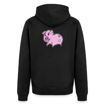 Schwein Arsch - Schwein Hintern - Unisex Premium Bio Zip Hoodie - Schwarz - Hinten - Nico (187cm)