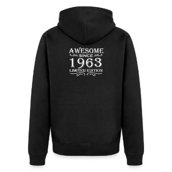 1963 - Jahrgang 1963 Geschenk - Unisex Premium Bio Zip Hoodie - Schwarz - Hinten - Nico (187cm)