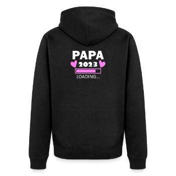 Vater 2023 - Papa 2023 Geschenk Tochter - Unisex Premium Bio Zip Hoodie - Schwarz - Hinten - Nico (187cm)