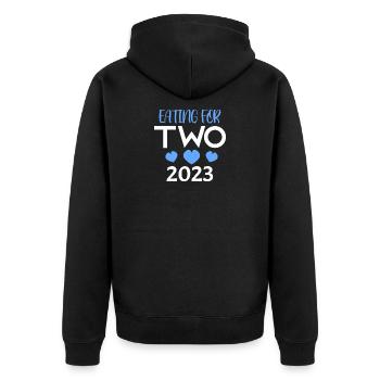 Zwillinge Schwanger Schwangerschaft 2023 - Unisex Premium Bio Zip Hoodie - Schwarz - Hinten - Nico (187cm)