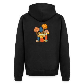 Photo de champignons sucrés avec des escargots - Veste à capuche bio Premium Unisexe - noir - Dos - Nico (187cm)