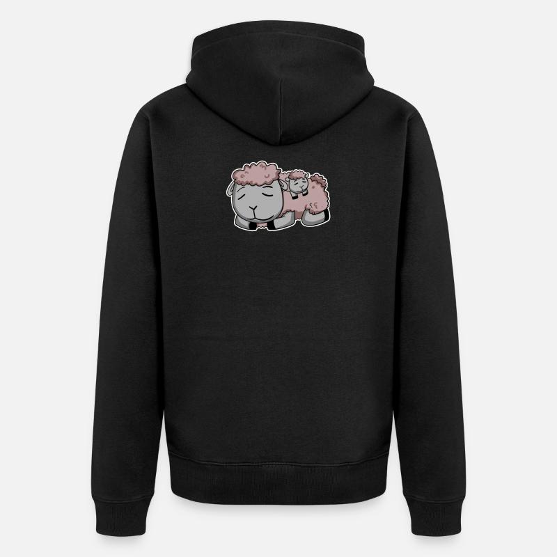 Moutons avec bébé moutons - Veste à capuche bio Premium Unisexe - noir