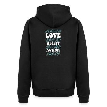 Advocate Love Support Accept Be Kind - Unisex Premium Bio Zip Hoodie - Schwarz - Hinten - Nico (187cm)