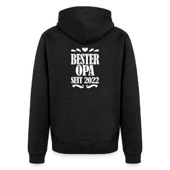 Bester Opa seit 2022 - Unisex Premium Bio Zip Hoodie - Schwarz - Hinten - Nico (187cm)
