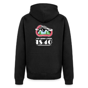 Wandern 40. Geburtstag Wanderer 40 Jahre alt - Unisex Premium Bio Zip Hoodie - Schwarz - Hinten - Nico (187cm)