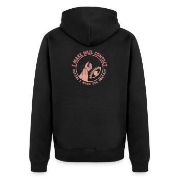 I Make Nail Contact Nail Tech - Unisex Premium Bio Zip Hoodie - Schwarz - Hinten - Nico (187cm)