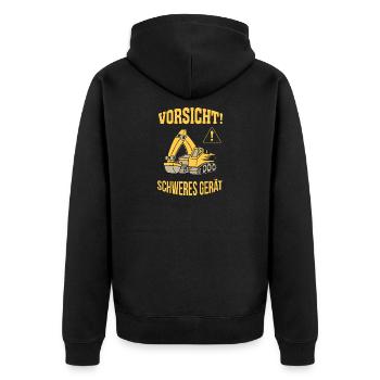 Bagger Baggerfahrer Baugeräteführer Schweres Gerät - Unisex Premium Bio Zip Hoodie - Schwarz - Hinten - Nico (187cm)