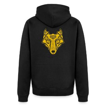Viking Wolf gelb transparent - Unisex Premium Bio Zip Hoodie - Schwarz - Hinten - Nico (187cm)