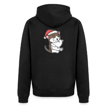 American Wirehair Cat Christmas Sleep Tired - Unisex Premium Organic Zip Hoodie - black - Back - Nico (187cm)