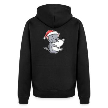 Korat Cat Chat Noël Sommeil Fatigué - Veste à capuche bio Premium Unisexe - noir - Dos - Nico (187cm)
