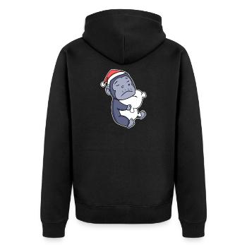Gorilla Christmas Sleep Sleep Sleep - Unisex Premium Organic Zip Hoodie - black - Back - Nico (187cm)