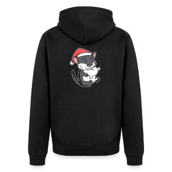 Chat de forêt norvégien Chat Noël endormi - Veste à capuche bio Premium Unisexe - noir - Dos - Nico (187cm)