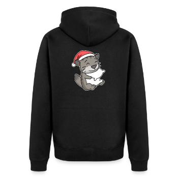 Chat sibérien Chat Noël Sommeil Fatigué - Veste à capuche bio Premium Unisexe - noir - Dos - Nico (187cm)