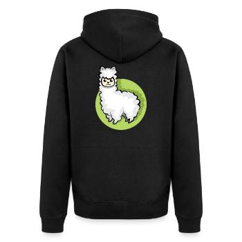 Alpaka Symbol Tier süß Schaf cartoon comic icon - Unisex Premium Bio Zip Hoodie - Schwarz - Hinten - Nico (187cm)