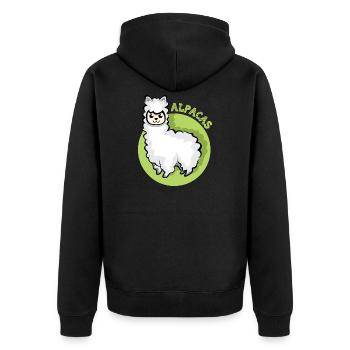 alpaca lama symbol comic cartoon süß Alpaka icon - Unisex Premium Bio Zip Hoodie - Schwarz - Hinten - Nico (187cm)