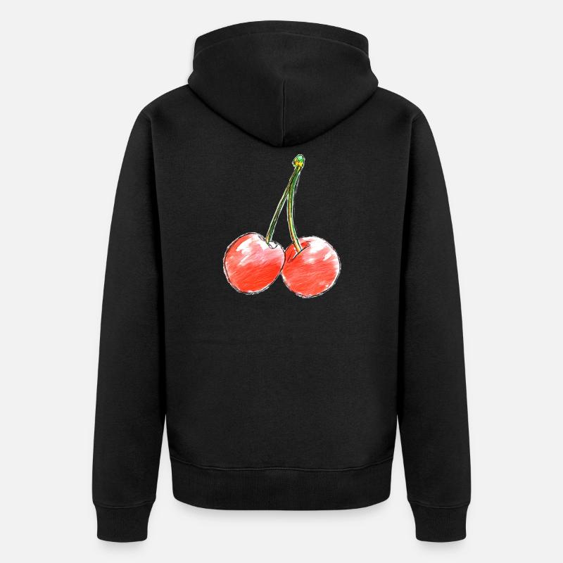 Sketch des Deux Cerises Sucrées - Veste à capuche bio Premium Unisexe - noir