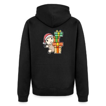 Weihnachten Schaf mit Geschenke - Unisex Premium Bio Zip Hoodie - Schwarz - Hinten - Nico (187cm)