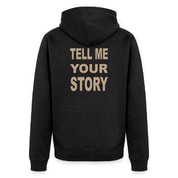 TELL ME YOUR STORY - Unisex Premium Organic Zip Hoodie - black - Back - Nico (187cm)