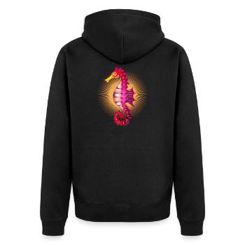 cute radiant seahorse in comic style - Unisex Premium Organic Zip Hoodie - black - Back - Nico (187cm)