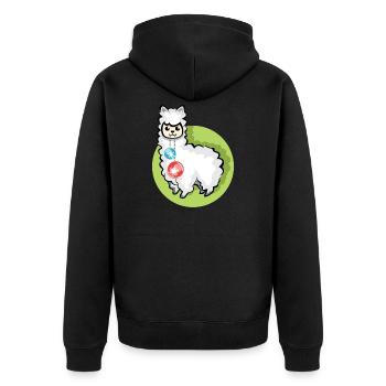 alpaca xmas balls christmas lama symbol Alpaka - Unisex Premium Bio Zip Hoodie - Schwarz - Hinten - Nico (187cm)